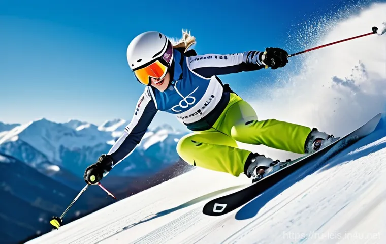 스키와 스노보드의 차이 - **Snowboarding Learning Curve:**
    "A determined young woman, dressed in a vibrant, protective sno...